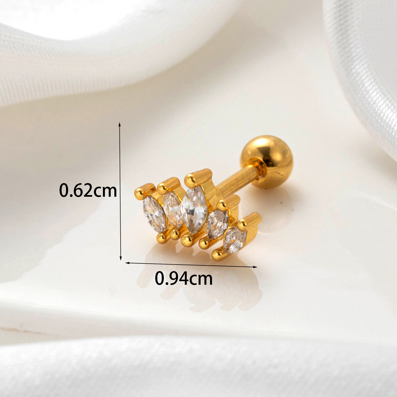 1 Piece Simple Series Classic Eye Copper  Gold Color Material Zircon Women's Stud Earrings h5 